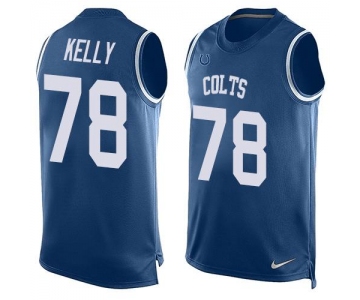 Men's Indianapolis Colts #78 Ryan Kelly Royal Blue Hot Pressing Player Name & Number Nike NFL Tank Top Jersey