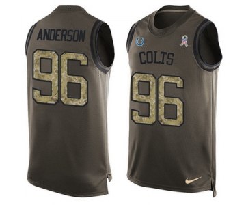 Men's Indianapolis Colts #96 Henry Anderson Green Salute to Service Hot Pressing Player Name & Number Nike NFL Tank Top Jersey