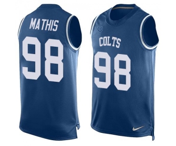 Men's Indianapolis Colts #98 Robert Mathis Royal Blue Hot Pressing Player Name & Number Nike NFL Tank Top Jersey