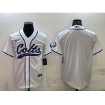 Men's Indianapolis Colts Blank White Cool Base Stitched Baseball Jersey