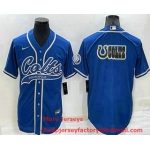 Men's Indianapolis Colts Blue Team Big Logo With Patch Cool Base Stitched Baseball Jersey