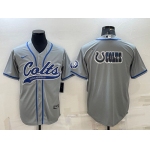 Men's Indianapolis Colts Grey Team Big Logo With Patch Cool Base Stitched Baseball Jersey