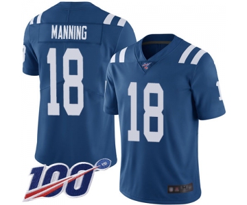 Nike Colts #18 Peyton Manning Royal Blue Team Color Men's Stitched NFL 100th Season Vapor Limited Jersey