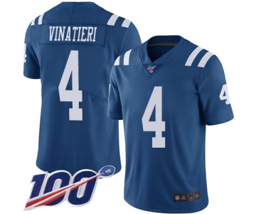 Nike Colts #4 Adam Vinatieri Royal Blue Men's Stitched NFL Limited Rush 100th Season Jersey