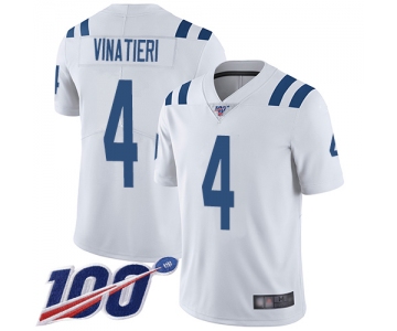 Nike Colts #4 Adam Vinatieri White Men's Stitched NFL 100th Season Vapor Limited Jersey