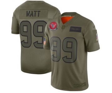 Men Houston Texans 99 Watt Green Nike Olive Salute To Service Limited NFL Jerseys