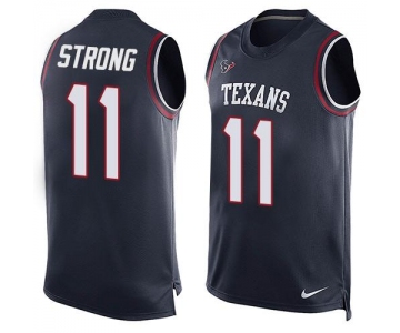 Men's Houston Texans #11 Jaelen Strong Navy Blue Hot Pressing Player Name & Number Nike NFL Tank Top Jersey