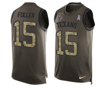 Men's Houston Texans #15 Will Fuller Green Salute to Service Hot Pressing Player Name & Number Nike NFL Tank Top Jersey