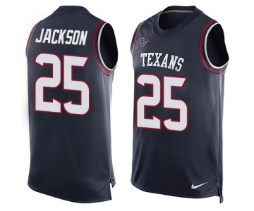 Men's Houston Texans #25 Kareem Jackson Navy Blue Hot Pressing Player Name & Number Nike NFL Tank Top Jersey