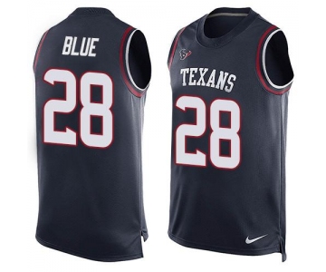 Men's Houston Texans #28 Alfred Blue Navy Blue Hot Pressing Player Name & Number Nike NFL Tank Top Jersey