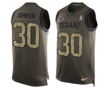 Men's Houston Texans #30 Kevin Johnson Green Salute to Service Hot Pressing Player Name & Number Nike NFL Tank Top Jersey