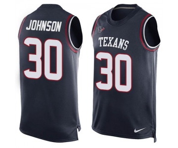 Men's Houston Texans #30 Kevin Johnson Navy Blue Hot Pressing Player Name & Number Nike NFL Tank Top Jersey
