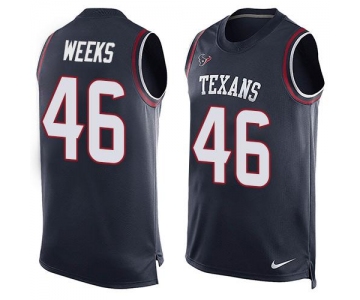 Men's Houston Texans #46 Jon Weeks Navy Blue Hot Pressing Player Name & Number Nike NFL Tank Top Jersey