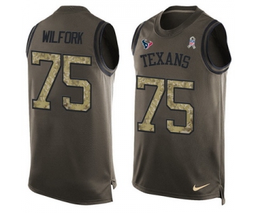 Men's Houston Texans #75 Vince Wilfork Green Salute to Service Hot Pressing Player Name & Number Nike NFL Tank Top Jersey