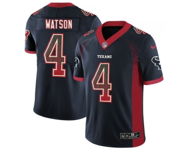 Men's Nike Houston Texans #4 Deshaun Watson Navy Blue Team Color Stitched NFL Limited Rush Drift Fashion Jersey