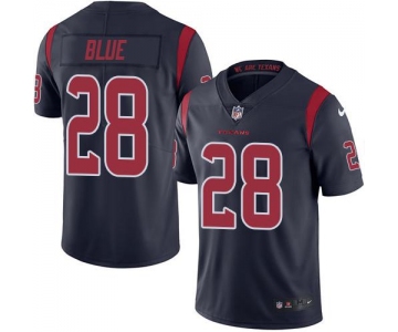 Nike Texans #28 Alfred Blue Navy Blue Men's Stitched NFL Limited Rush Jersey