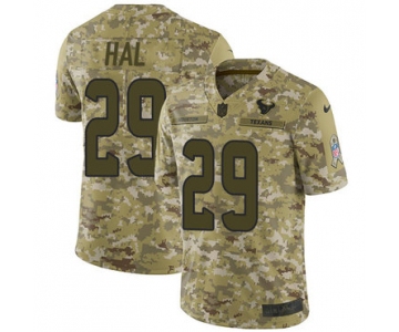 Nike Texans #29 Andre Hal Camo Men's Stitched NFL Limited 2018 Salute To Service Jersey