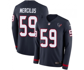 Nike Texans #59 Whitney Mercilus Navy Blue Team Color Men's Stitched NFL Limited Therma Long Sleeve Jersey