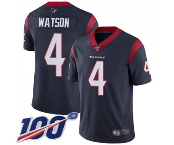 Texans #4 Deshaun Watson Navy Blue Team Color Men's Stitched Football 100th Season Vapor Limited Jersey