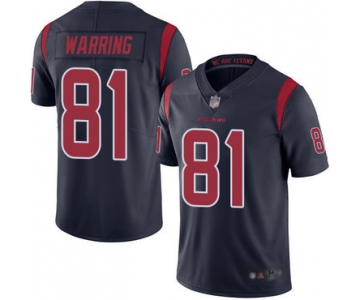 Texans #81 Kahale Warring Navy Blue Men's Stitched Football Limited Rush Jersey