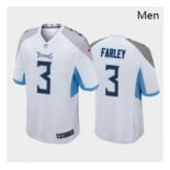 Men Tennessee Titans #3 Caleb Farley White Blue 2021 Draft Jersey