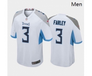 Men Tennessee Titans #3 Caleb Farley White Blue 2021 Draft Jersey