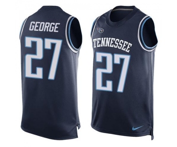 Men's Tennessee Titans #27 Eddie George Navy Blue Hot Pressing Player Name & Number Nike NFL Tank Top Jersey