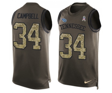 Men's Tennessee Titans #34 Earl Campbell Green Salute to Service Hot Pressing Player Name & Number Nike NFL Tank Top Jersey