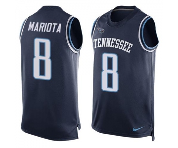 Men's Tennessee Titans #8 Marcus Mariota Navy Blue Hot Pressing Player Name & Number Nike NFL Tank Top Jersey