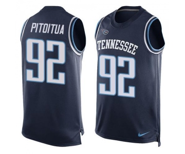 Men's Tennessee Titans #92 Ropati Pitoitua Navy Blue Hot Pressing Player Name & Number Nike NFL Tank Top Jersey