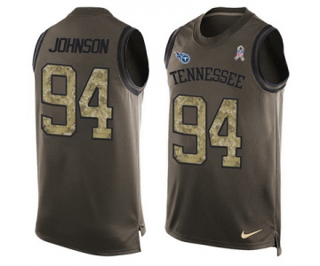 Men's Tennessee Titans #94 Austin Johnson Green Salute to Service Hot Pressing Player Name & Number Nike NFL Tank Top Jersey