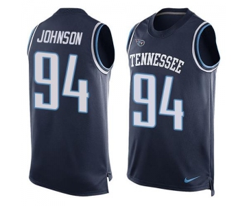 Men's Tennessee Titans #94 Austin Johnson Navy Blue Hot Pressing Player Name & Number Nike NFL Tank Top Jersey