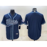 Men's Tennessee Titans Blank Navy With Patch Cool Base Stitched Baseball Jersey
