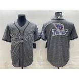 Men's Tennessee Titans Gray Team Big Logo With Patch Cool Base Stitched Baseball Jersey