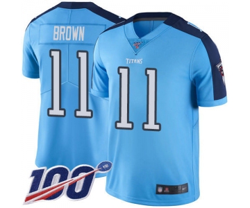 Nike Titans #11 A.J. Brown Light Blue Men's Stitched NFL Limited Rush 100th Season Jersey