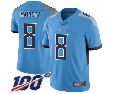 Titans #8 Marcus Mariota Light Blue Alternate Men's Stitched Football 100th Season Vapor Limited Jersey