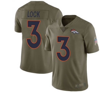 Broncos #3 Drew Lock Olive Men's Stitched Football Limited 2017 Salute To Service Jersey