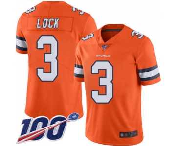 Broncos #3 Drew Lock Orange Men's Stitched Football Limited Rush 100th Season Jersey