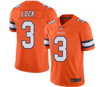 Broncos #3 Drew Lock Orange Men's Stitched Football Limited Rush Jersey