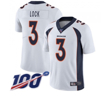 Broncos #3 Drew Lock White Men's Stitched Football 100th Season Vapor Limited Jersey