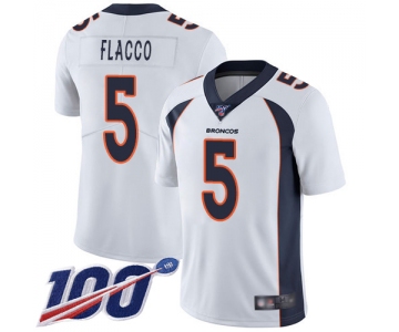 Broncos #5 Joe Flacco White Men's Stitched Football 100th Season Vapor Limited Jersey