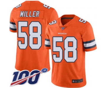 Broncos #58 Von Miller Orange Men's Stitched Football Limited Rush 100th Season Jersey