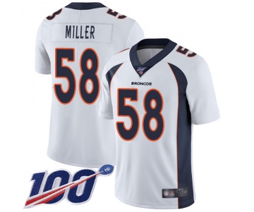 Broncos #58 Von Miller White Men's Stitched Football 100th Season Vapor Limited Jersey