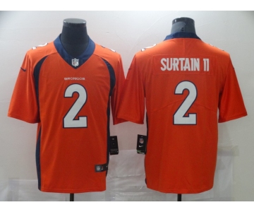 Men Denver Broncos 2 Surtain ii Orange Nike Vapor Untouchable Limited 2021 NFL Jersey