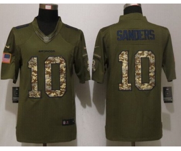 Men's Denver Broncos #10 Emmanuel Sanders Green Salute To Service 2015 NFL Nike Limited Jersey