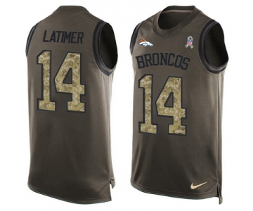 Men's Denver Broncos #14 Cody Latimer Olive Green Salute To Service Hot Pressing Player Name & Number Nike NFL Tank Top Jersey