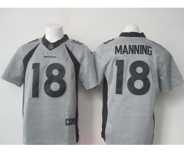 Men's Denver Broncos #18 Peyton Manning Nike Gray Gridiron 2015 NFL Gray Limited Jersey