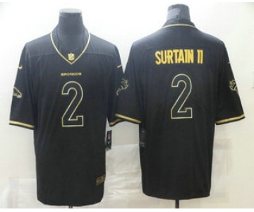 Men's Denver Broncos #2 Patrick Surtain II Black 100th Season Golden Edition Jersey