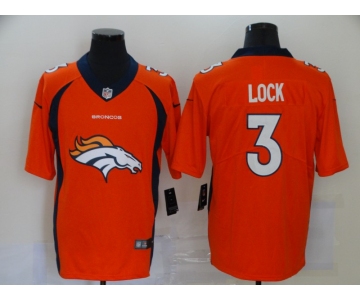 Men's Denver Broncos #3 Drew Lock Orange 2020 Big Logo Vapor Untouchable Stitched NFL Nike Fashion Limited Jersey
