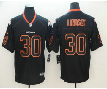Men's Denver Broncos #30 Phillip Lindsay 2018 Black Lights Out Color Rush Stitched NFL Nike Limited Jersey